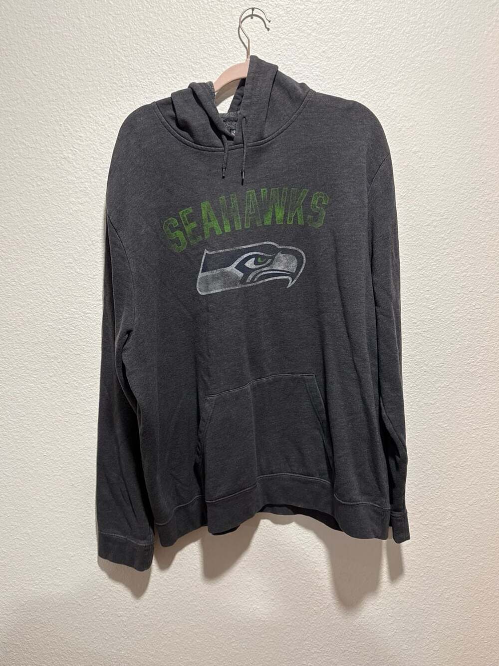 NFL Team Apparel Seattle Seahawks Graphic Pullover Hoodie Charcoal Grey Size 3XL